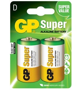 GP Super Alkaline Type D batterier, 2 stk