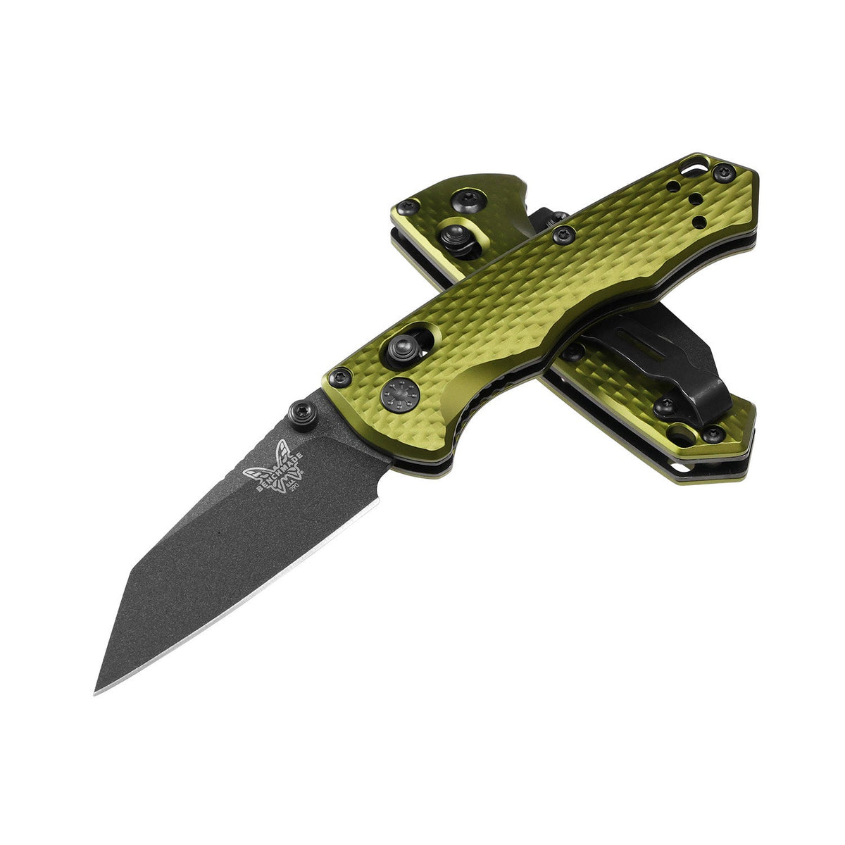 Benchmade 290BK-2 Full Immunity kompakt foldekniv med sort Wharncliffe-blad i CPM-M4 og skæfte i Woodland Green aluminium