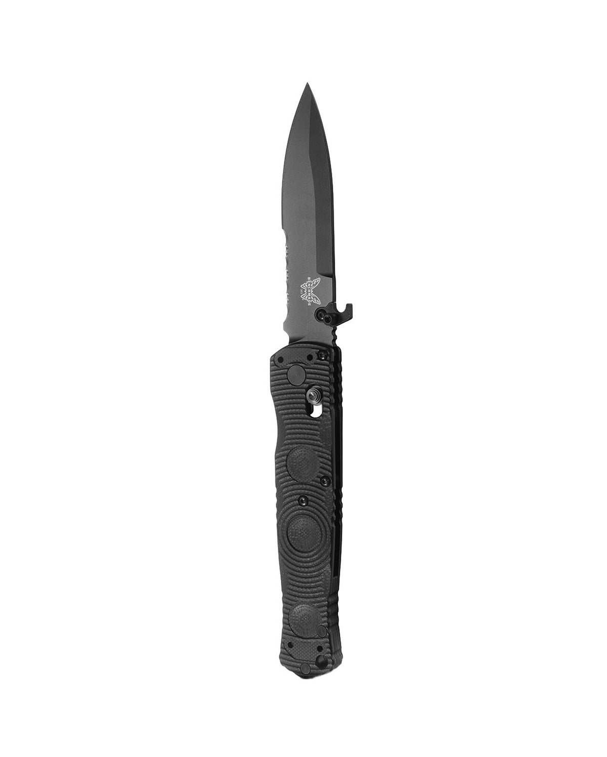 Benchmade 393SBK Mini SOCP Folder sort taktisk foldekniv med CPM-S30V spear-point blad i Graphite Black Cerakote og G10-skæfte