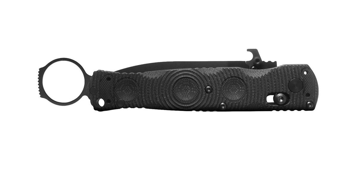 Benchmade 393SBK Mini SOCP Folder sort taktisk foldekniv med CPM-S30V spear-point blad i Graphite Black Cerakote og G10-skæfte