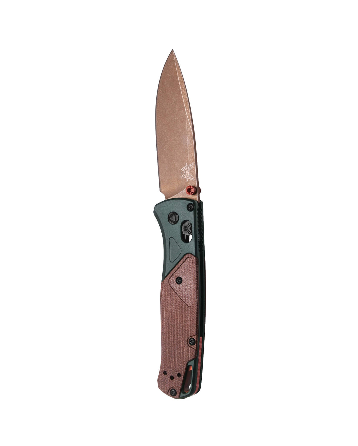 Benchmade 535FE-2602 Bugout foldekniv i Taiga Green med CPM-S90V drop-point blad og skæfte i aluminium og brun Canvas Micarta