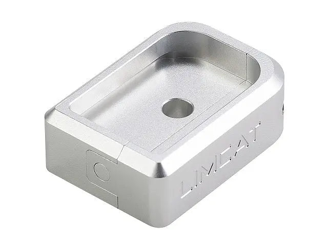 AIP CNC Limcat Puzzle Magasin base til Hi-capa, stor sølv, skråt bagfra.