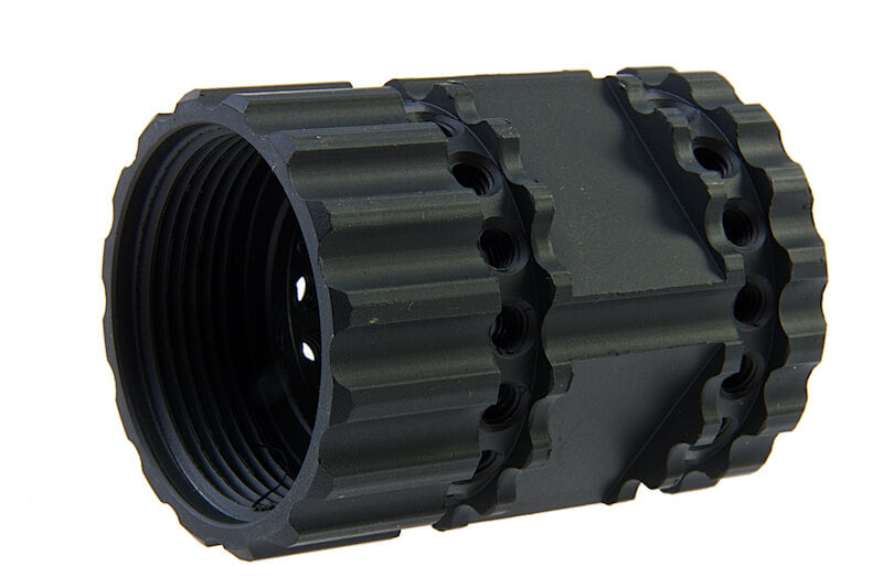 ARES Octarms Tactical M-LOK handguard, mørk jordfarve, monteret på våben