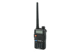 Baofeng UV-5R radiokommunikationsenhed i sort farve, til jagt og friluftsliv.