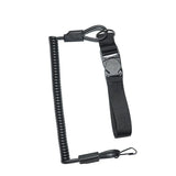 Pistol lanyard, Sort, vist fra siden med en rem og fastgørelse