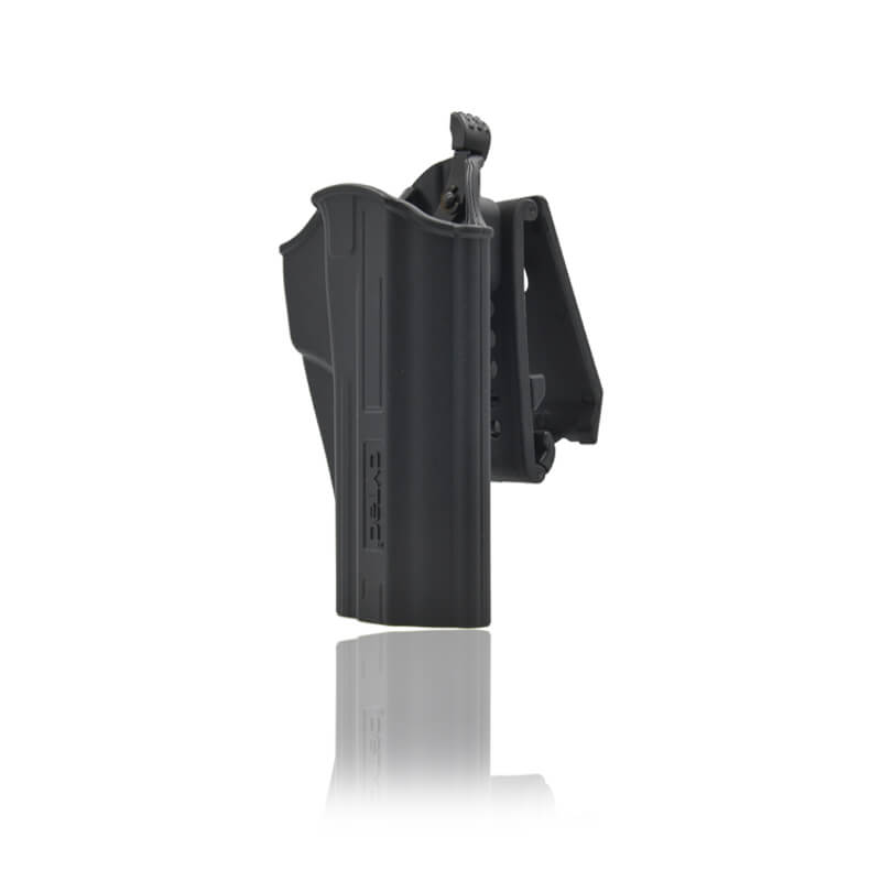 Cytac Thumb Hylster M92 med magasinhylster, sort. Vist fra siden.
