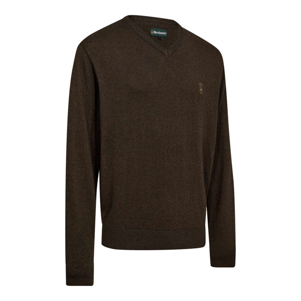 Deerhunter HARRINGTON strik med V-hals, Brown melange