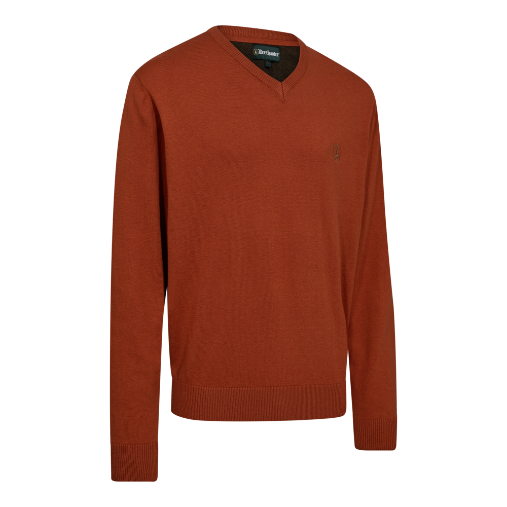 Deerhunter HARRINGTON strik med V-hals, Oak Rust Melange