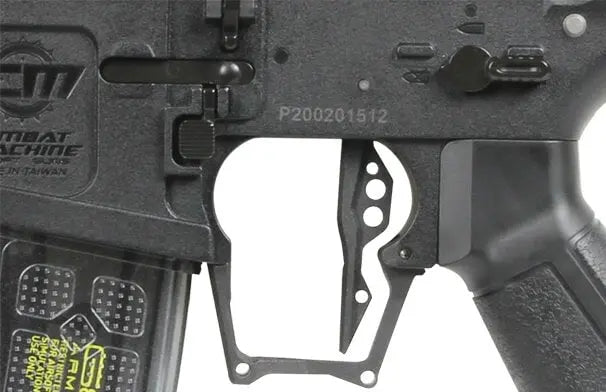 G&G Armament SSG-1 airsoft gevær i sort, detalje af lyddæmper