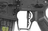 G&G Armament SSG-1 airsoft gevær i sort, detalje af lyddæmper