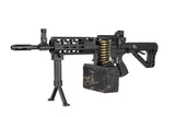 G&G CM16 LMG Stealth sort airsoft-gevær sidebillede, fuld længde