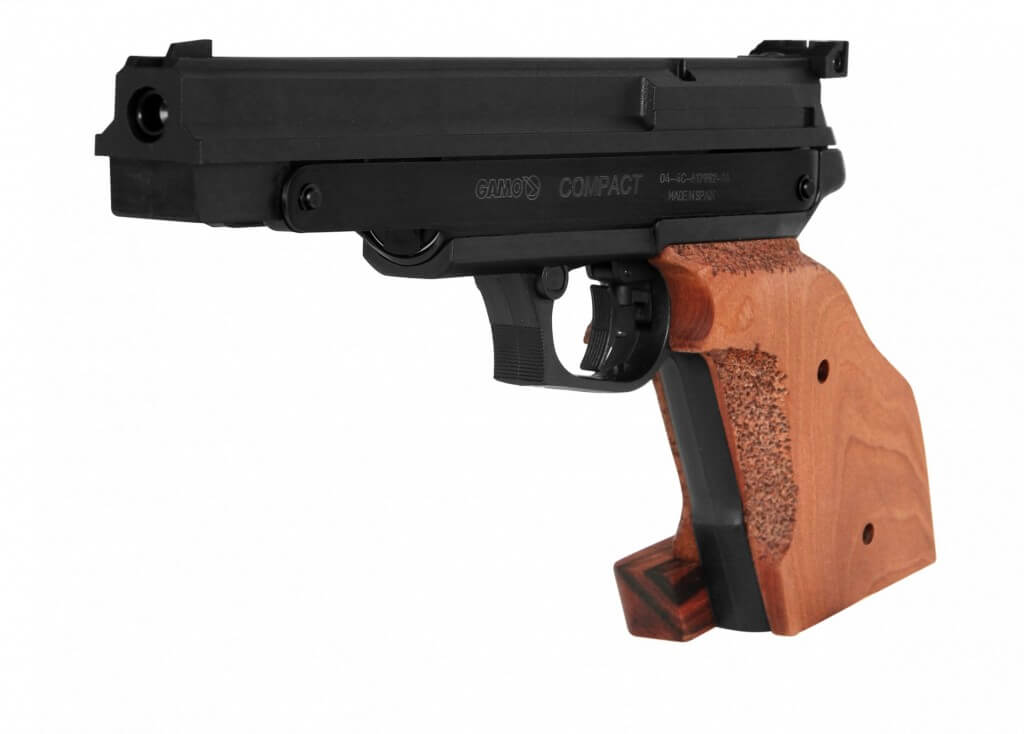 Gamo Compact 4,5 mm luftpistol i sort med brunt greb