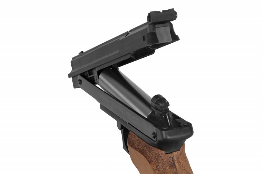 Gamo Compact luftpistol i fire forskellige vinkler foran et hvidt baggrund