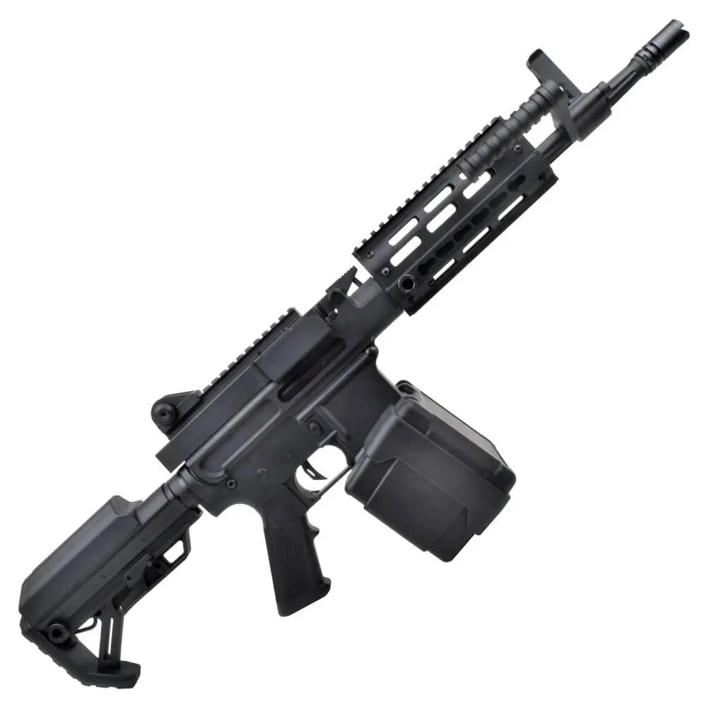 Golden Eagle LMG airsoft riffel med udtrækkelig kolbe, fuld metal og Keymod front