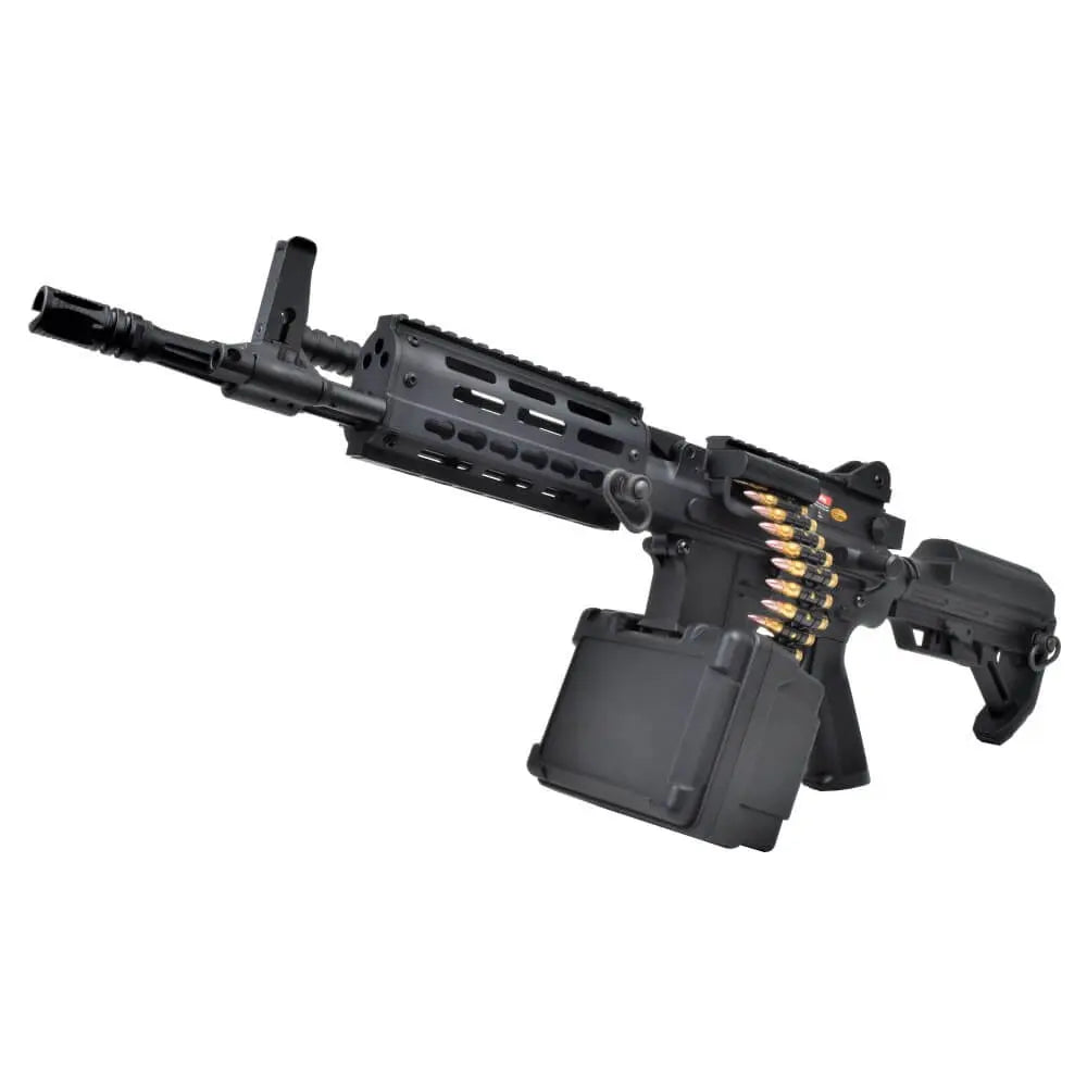 Golden Eagle LMG airsoftvåben i sort farve med Keymod front