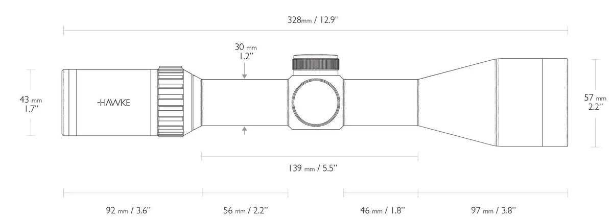 Hawke Vantage 30 WA IR 2,5-10X50 kikkertsigte fra siden