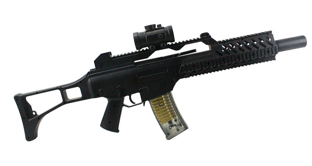 Bagside af M41 K1 airsoftgevær i detaljeret billede