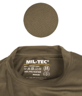Mil-Tec Quick Dry T-shirt, sort, forfra, detalje af stoffet