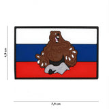 Patch Russisk Bjørn flag med brun bjørn i forgrunden