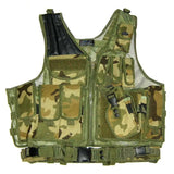 Taktisk vest i woodland camouflage, fuldt sæt, one-size