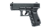 Umarex Glock 19 GBB pistol set fra siden på hvid baggrund