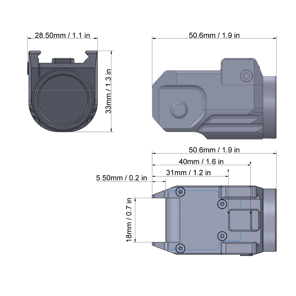 Vector Scrapper Pistol Lygte Compact, Tan Vector Optics