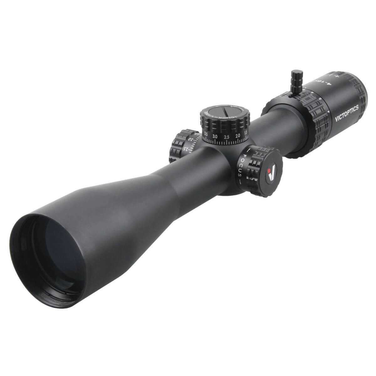 Victoptics AGN 4-16x44 kikkertsigte fra siden med justerbare elementer