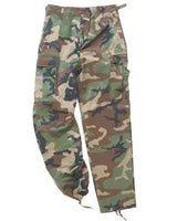 Woodland camouflage bukser med sidelommer og forstærkede knæ